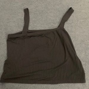 Dark gray shelf crop tank top